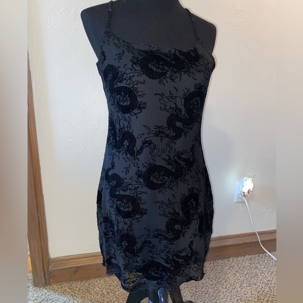 Black Mini Dress with Dragons